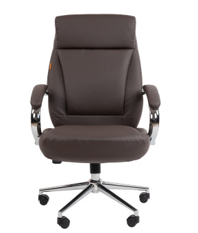 Офисное кресло CHAIRMAN 794 хром экокожа коричневая