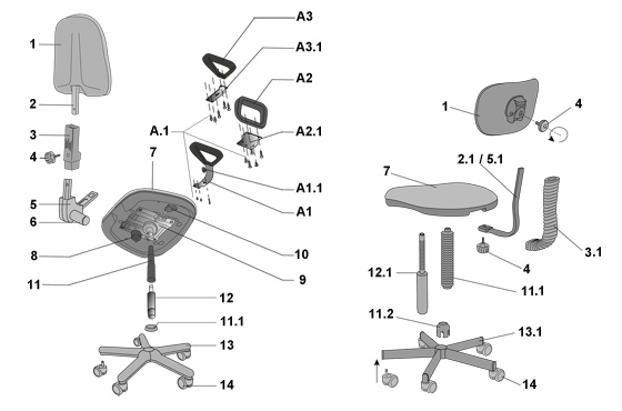 Схема механизма офисного кресла