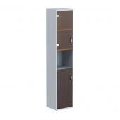 Шкаф колонка с малой глухой и стеклянной дверьми СУ-1.4(L) Венге Магия/Металлик 406x365x1975