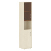 Шкаф колонка с малой глухой и стеклянной дверьми  СУ-1.4Пр Клен 406x365x1975