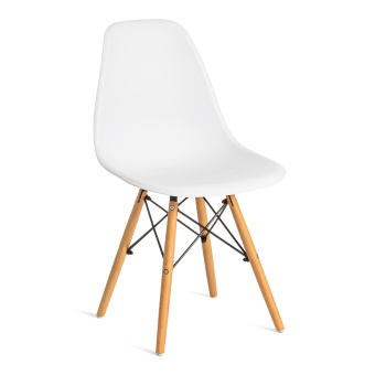 Стул CINDY (EAMES) (mod. 1801) дерево бук/металл/сиденье пластик, 45x51x82 см, White (белый)