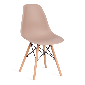 Стул CINDY (EAMES) (mod. 1801) дерево бук/металл/сиденье пластик, 45x51x82 см, Beige (Бежевый)