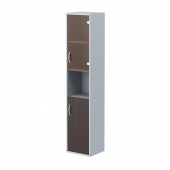 Шкаф колонка с малой глухой и стеклянной дверьми СУ-1.4(R) Венге Магия/Металлик 406x365x1975
